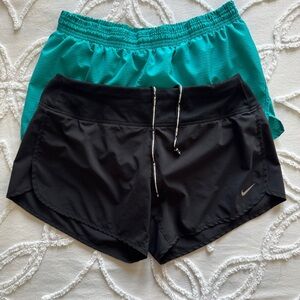 Nike Dri Fit Shorts Size Medium LOT OF 2 PAIRS Black Teal Running Workout